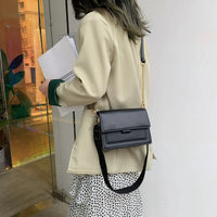 Contrast color Leather Crossbody Bags For Women Travel Handbag