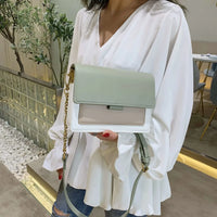 Contrast color Leather Crossbody Bags For Women Travel Handbag