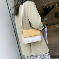 Contrast color Leather Crossbody Bags For Women Travel Handbag