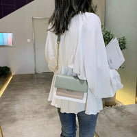 Contrast color Leather Crossbody Bags For Women Travel Handbag