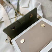Contrast color Leather Crossbody Bags For Women Travel Handbag