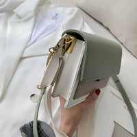 Contrast color Leather Crossbody Bags For Women Travel Handbag