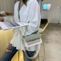 Contrast color Leather Crossbody Bags For Women Travel Handbag