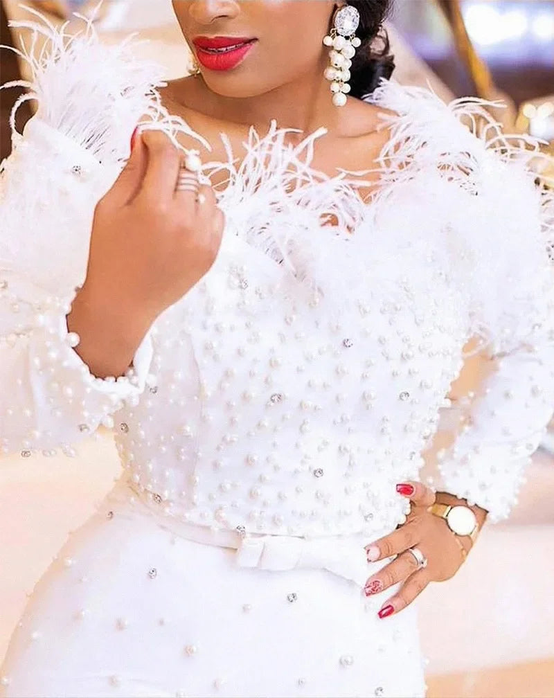 Long Sleeve White Plus Size Long Dress