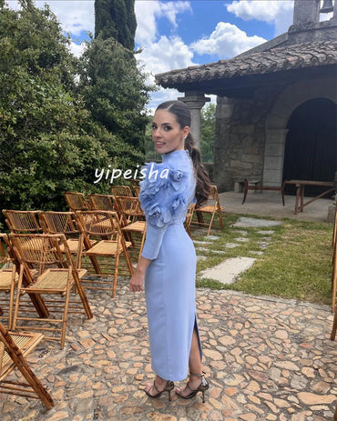 Elegant Jersey Flower A-line High Collar Midi Dresses Homecoming Dresses Exquisite High Quality Sexy Sparkle Sizes Available