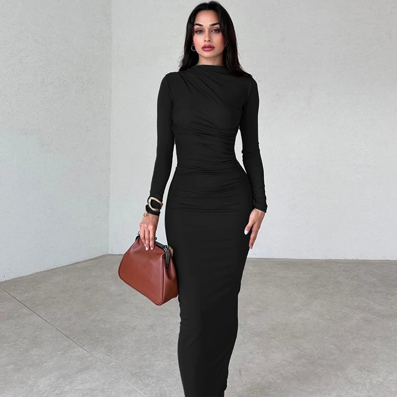 Dulzura Solid Back Slit Ruched Elegant Body-Shaping