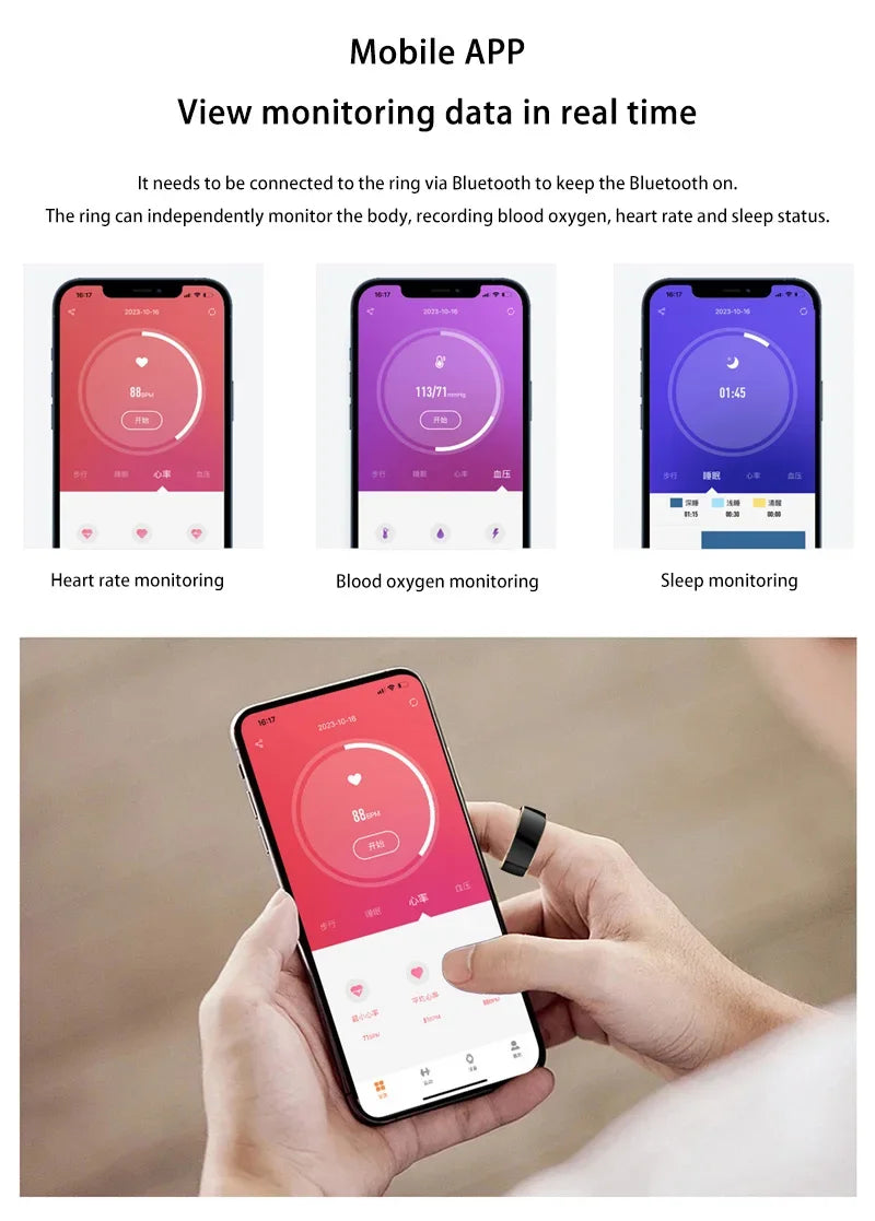 Xiaomi Smart Ring Men Women Bluetooth Health Monitoring Blood - Oxygen - Sleep - Heart Rate, Waterproof