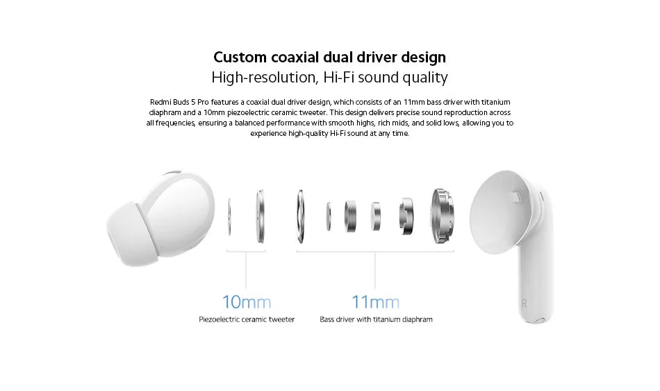 Global Version Xiaomi Redmi Buds 5 Pro Up to 52dB Active Noise Cancellation 38 Hours Long Battery