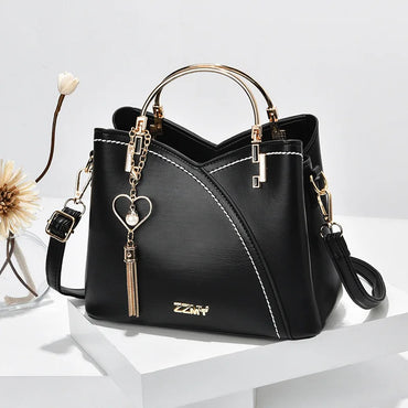 PU Leather Large Capacity Woman Handbag Grid Shoulder Bag Luxury