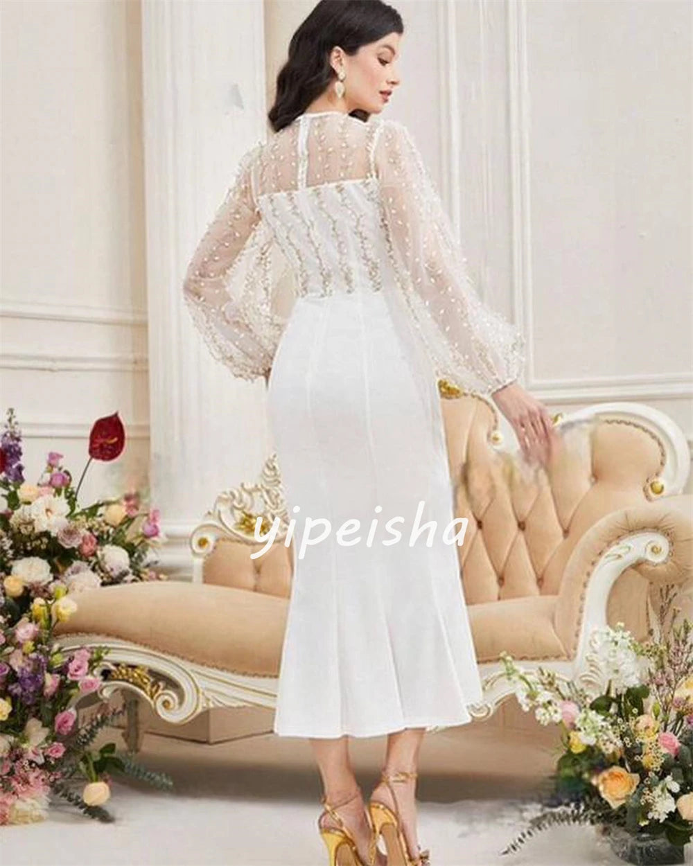 Sparkle Exquisite High Quality Jersey Draped Pleat Applique Homecoming Mermaid O-Neck Bespoke