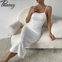 Phantasy White Dress Women Backless Long Dress Versatile Base Slit Skirt