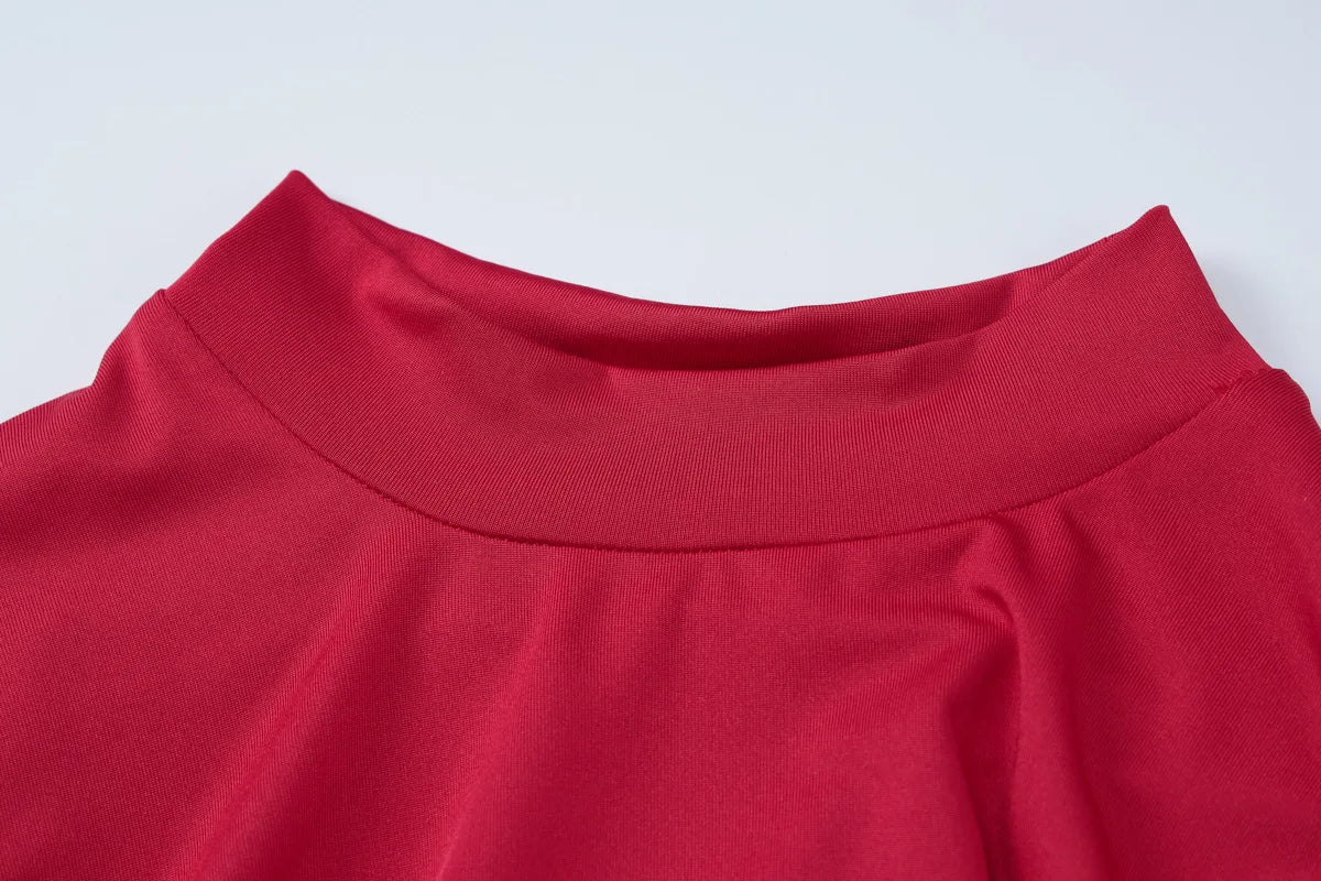 Sexy Maxi Dress Women Fashion Waist Cut Out Slim Party Dresses Red Long Sleeve Evening Party Christmas Dress