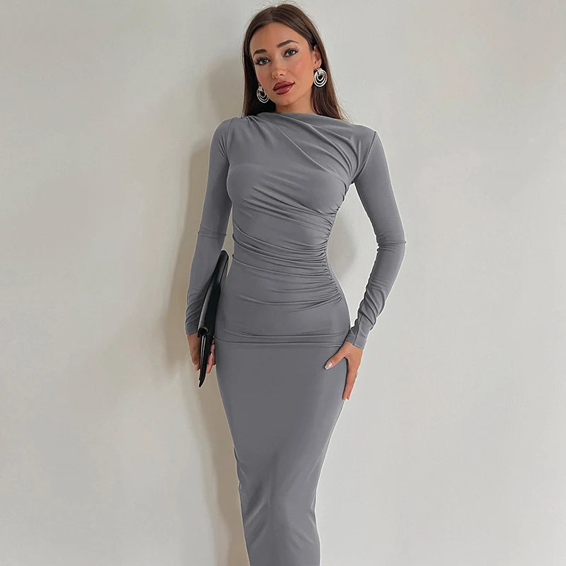 Dulzura Solid Back Slit Ruched Elegant Body-Shaping