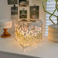 Creative Diy Tulip Flower Sea Cube Three-Dimensional Small Night Lamp Material Package for Girlfriend