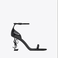 Maillard women's high heels one-piece patent leather square head letter heel