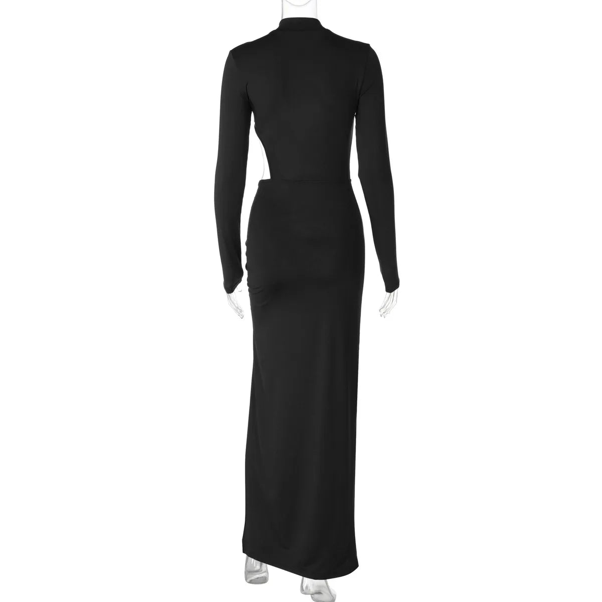 Sexy Maxi Dress Women Fashion Waist Cut Out Slim Party Dresses Red Long Sleeve Evening Party Christmas Dress