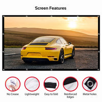 60-150 inch Portable Foldable Projector Screen High Density White No Creases Soft Projection Screen 16:9 for Home Indoor Outdoor