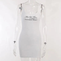 Mini Dresses for Women Short Ribbed Scoop Neck Sleeveless Casual Club Party Tank Y2k Cute Basic Fitted Bodycon Dress