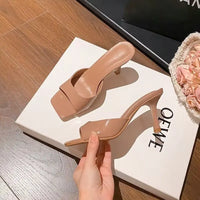 Lacquer Leather High-heeled Sandals for Women's Outdoor Slippers
