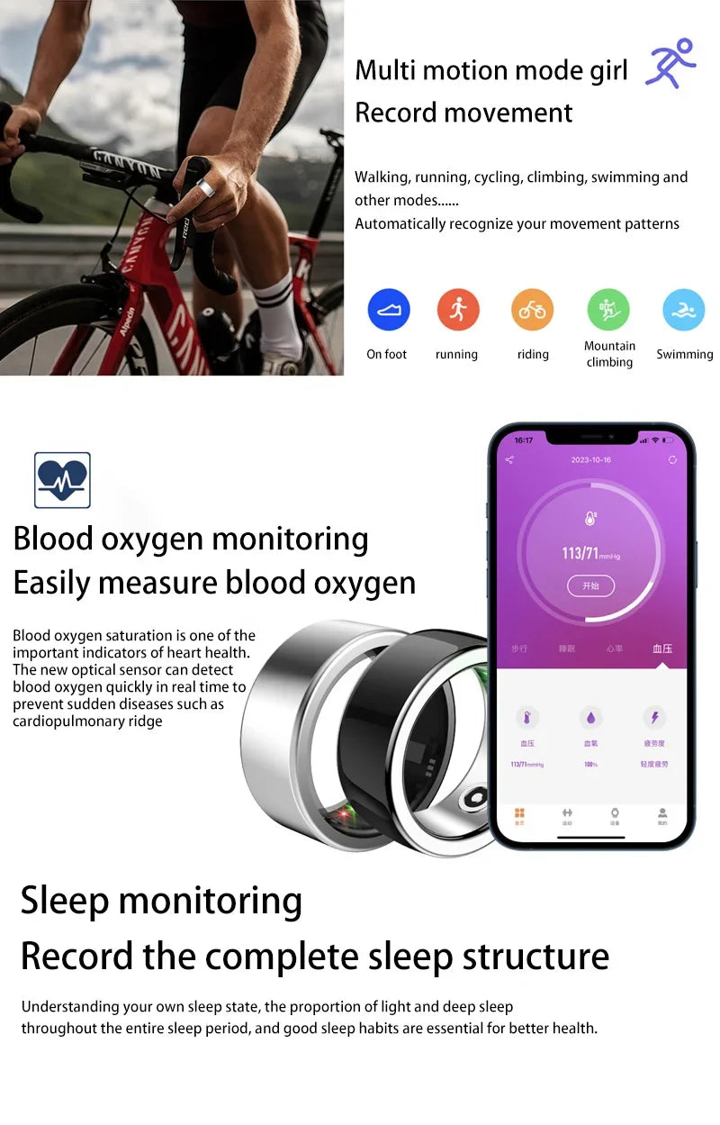 Xiaomi Smart Ring Men Women Bluetooth Health Monitoring Blood - Oxygen - Sleep - Heart Rate, Waterproof