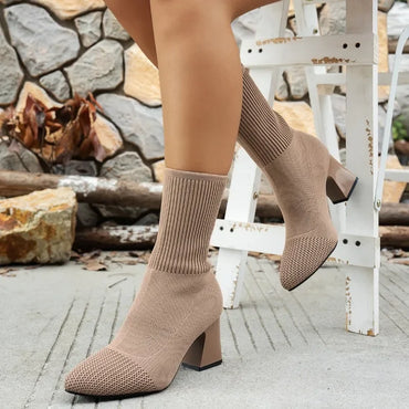 Ankle Women's Boots Fashion Elastic Fabric Modern Boots Women New Pointed Toe Plus Size Shoes for Women