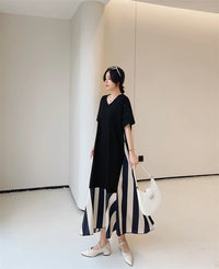 Vestidos Robe Elbise Loose Plus Size Patchwork Silk Velvet Stripe Long Dress