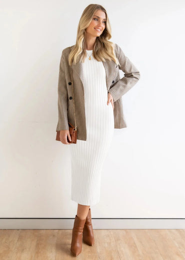 Women's Leisure Sleeveless Round Neck Split Rib Tight Wrap Hip Elegant Dress