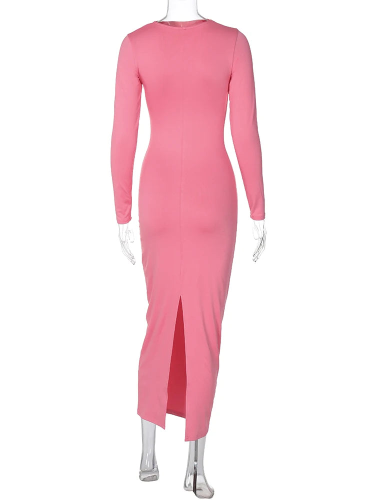 Dulzura Solid Back Slit Ruched Elegant Body-Shaping