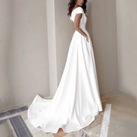 Elegant Long Dress Ruffle Edge Solid Color Crossbody Waist Split