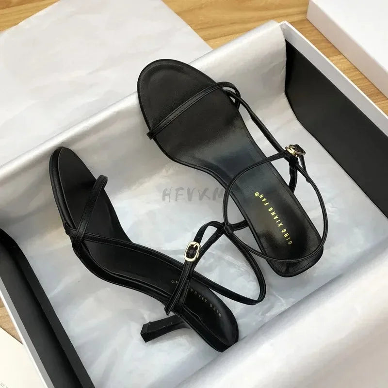 Leather Suit Female Beige Women’s Shoes High Heels Low-heeled Black Comfort New Stiletto