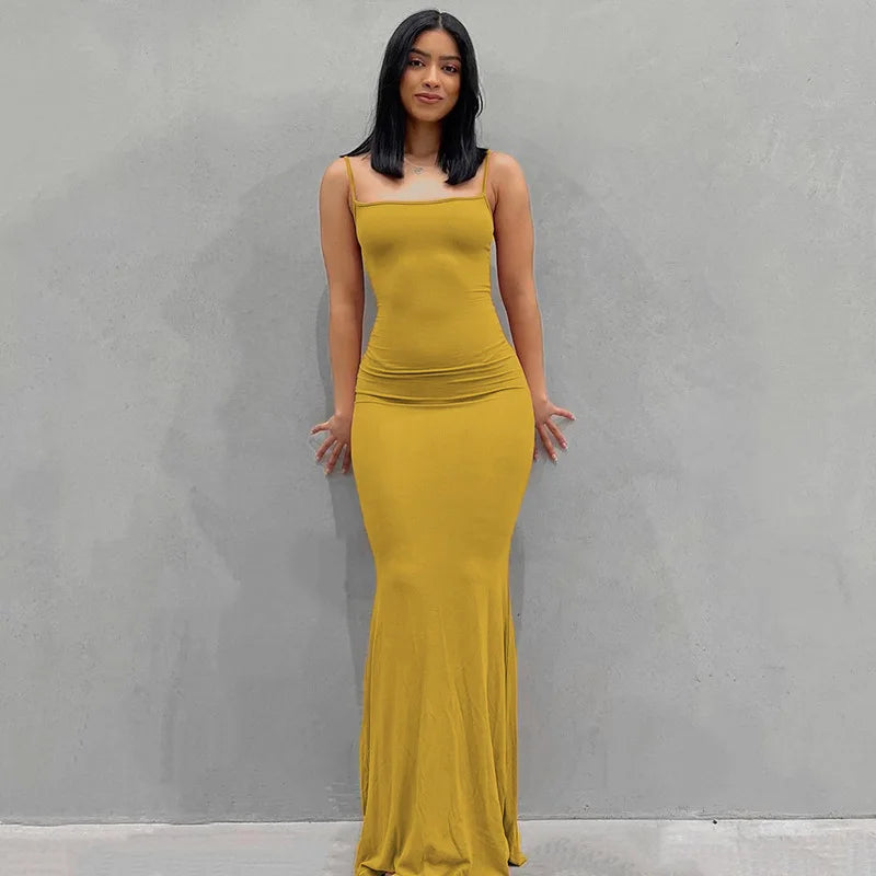 women's earthly peach pure desire Slim peach hip halter long fishtail skirt new style dresses