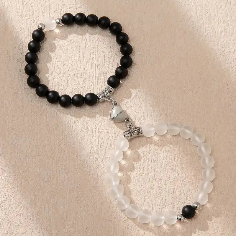 2Pcs Glow in Dark Lover Bracelets with heart Couple Braceket BFF Bracelets