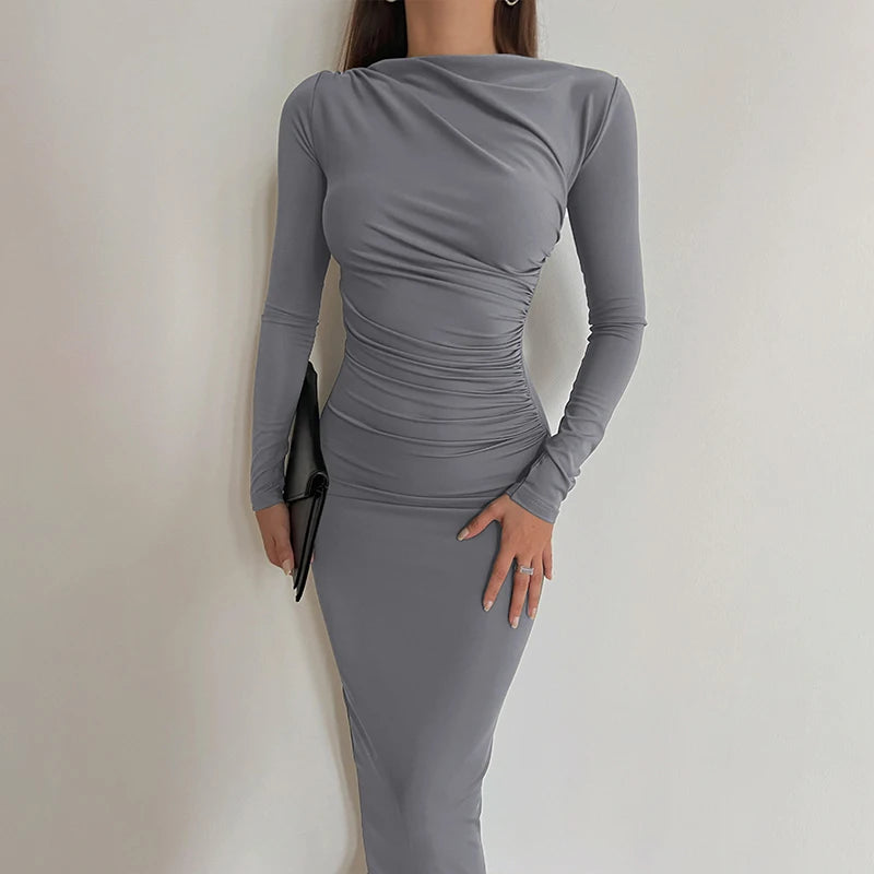 Dulzura Solid Back Slit Ruched Elegant Body-Shaping