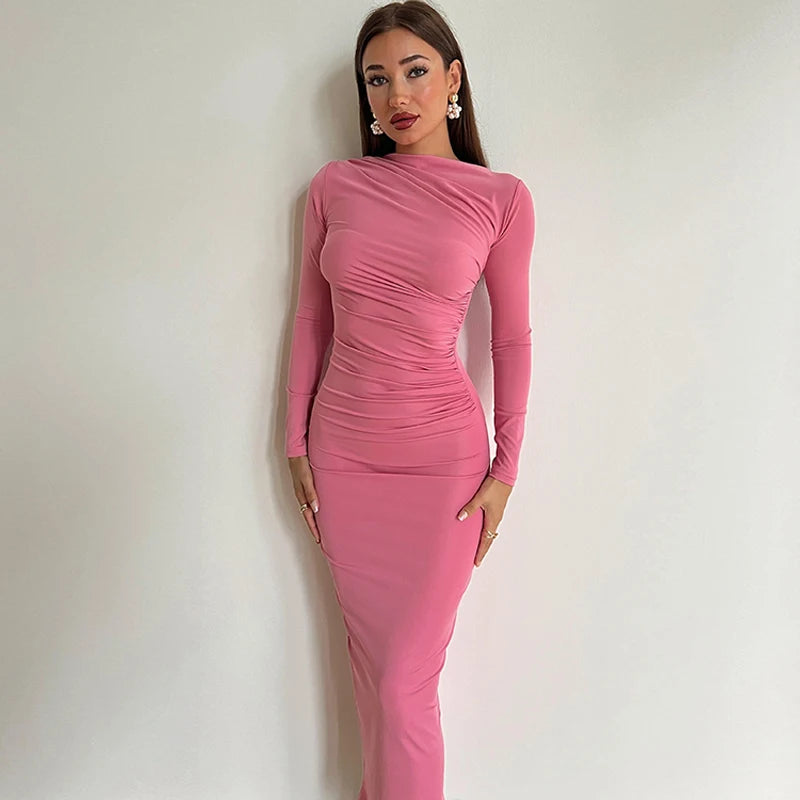 Dulzura Solid Back Slit Ruched Elegant Body-Shaping