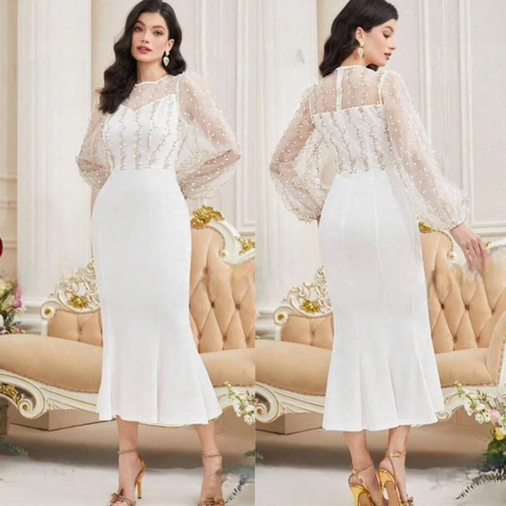 Sparkle Exquisite High Quality Jersey Draped Pleat Applique Homecoming Mermaid O-Neck Bespoke