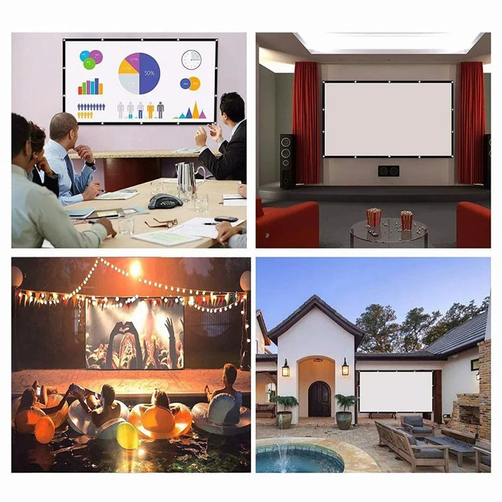 60-150 inch Portable Foldable Projector Screen High Density White No Creases Soft Projection Screen 16:9 for Home Indoor Outdoor