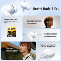 Global Version Xiaomi Redmi Buds 5 Pro Up to 52dB Active Noise Cancellation 38 Hours Long Battery