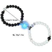 2Pcs Glow in Dark Lover Bracelets with heart Couple Braceket BFF Bracelets