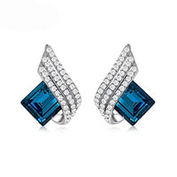 3pcs/set Shining Angel Wings Blue Crystal Pendant Necklace Earrings SetBirthday GiftsAnniversary Party Gifts Jewelry Niche Style