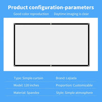 60-150 inch Portable Foldable Projector Screen High Density White No Creases Soft Projection Screen 16:9 for Home Indoor Outdoor