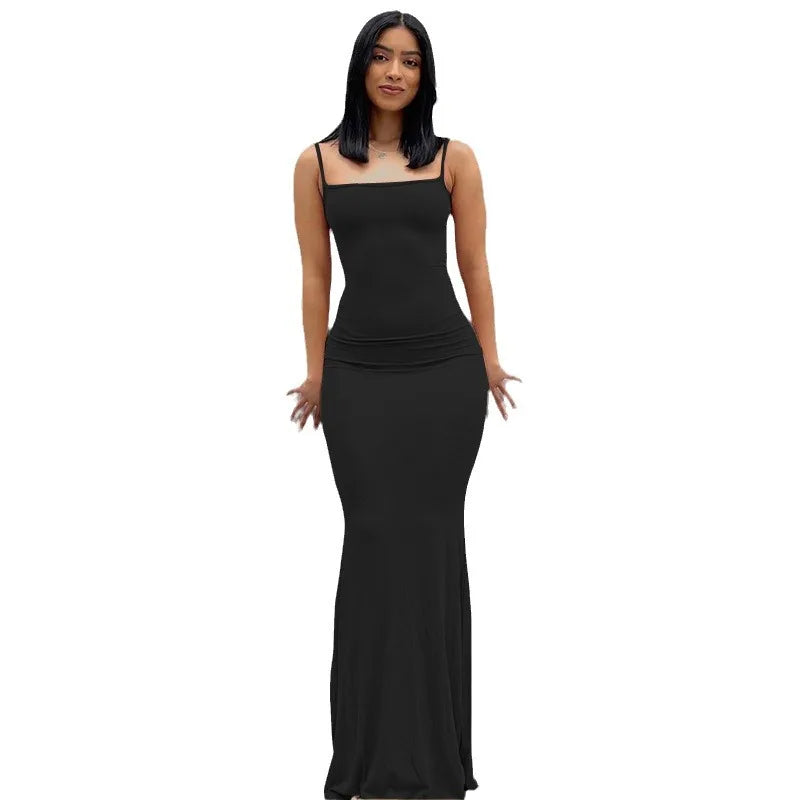women's earthly peach pure desire Slim peach hip halter long fishtail skirt new style dresses