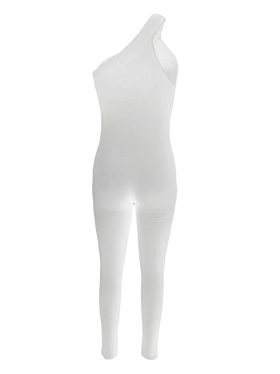 Women s Yoga Jumpsuits Ribbed One Shoulder Sleeveless Rompers