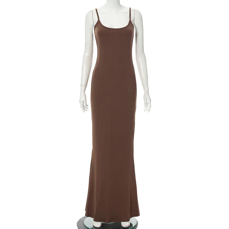 women's earthly peach pure desire Slim peach hip halter long fishtail skirt new style dresses