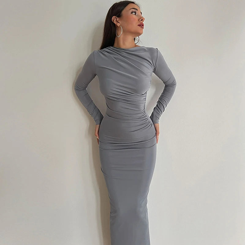 Dulzura Solid Back Slit Ruched Elegant Body-Shaping