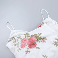 Women's Summer Short Dress Printed Halter Mesh Slim Retro Flower Dresses