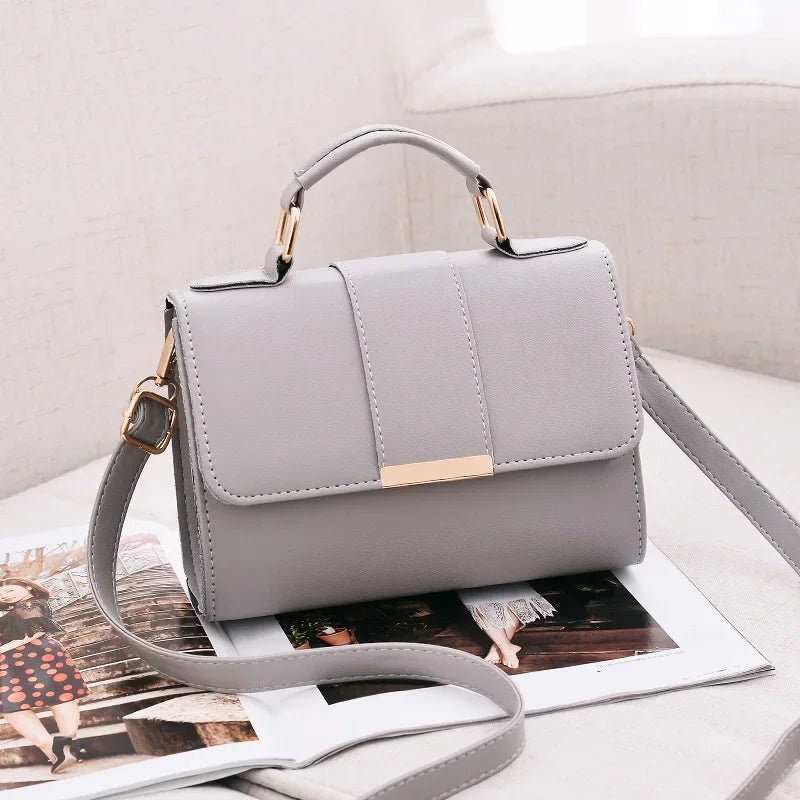 Flap Sling Shoulder Bags for Women Solid Color Crossbody Messenger Bag Purse Female Leather Handbag Pocket