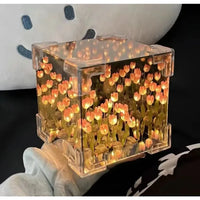 Creative Diy Tulip Flower Sea Cube Three-Dimensional Small Night Lamp Material Package for Girlfriend