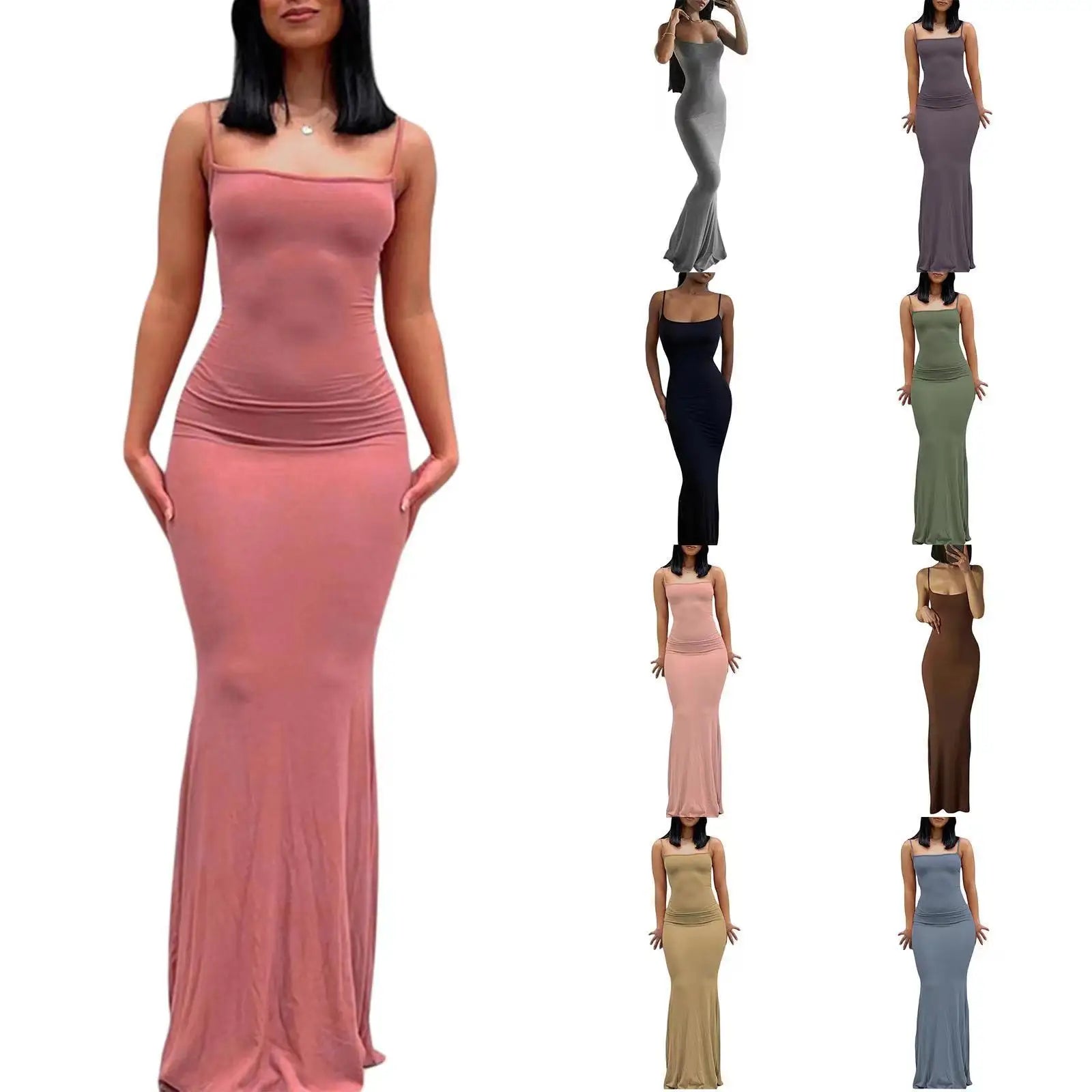 women's earthly peach pure desire Slim peach hip halter long fishtail skirt new style dresses