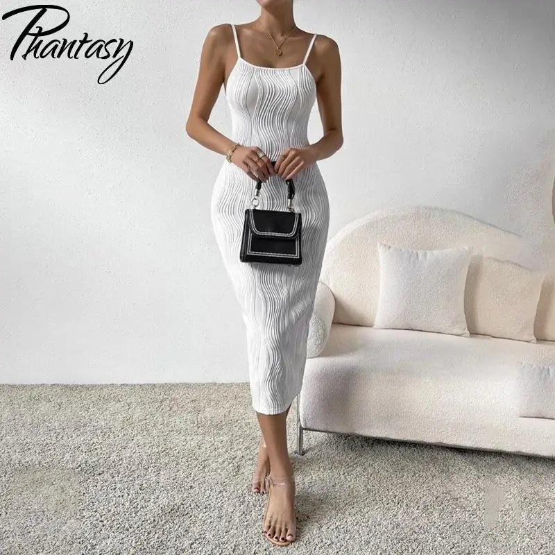 Phantasy White Dress Women Backless Long Dress Versatile Base Slit Skirt