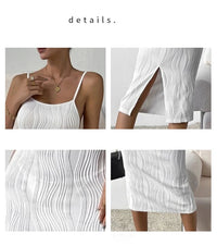 Phantasy White Dress Women Backless Long Dress Versatile Base Slit Skirt